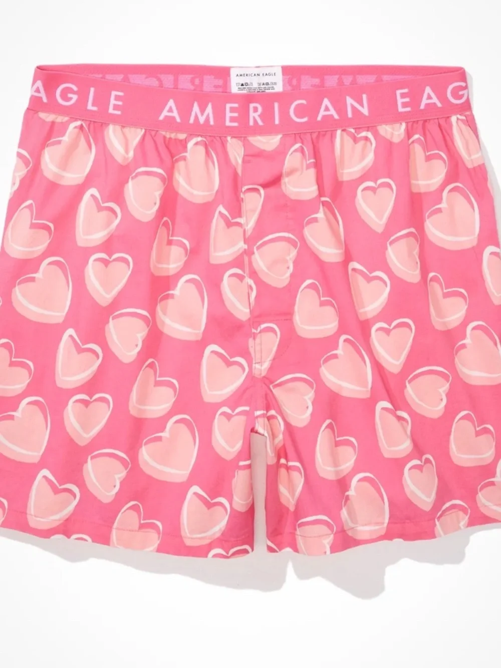 American Eagle Bright Pink Heart Waistband Boxers